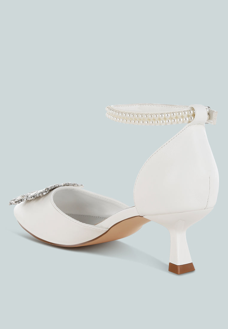 Onkana Diamante Brooch Kitten Heel Sandals-2