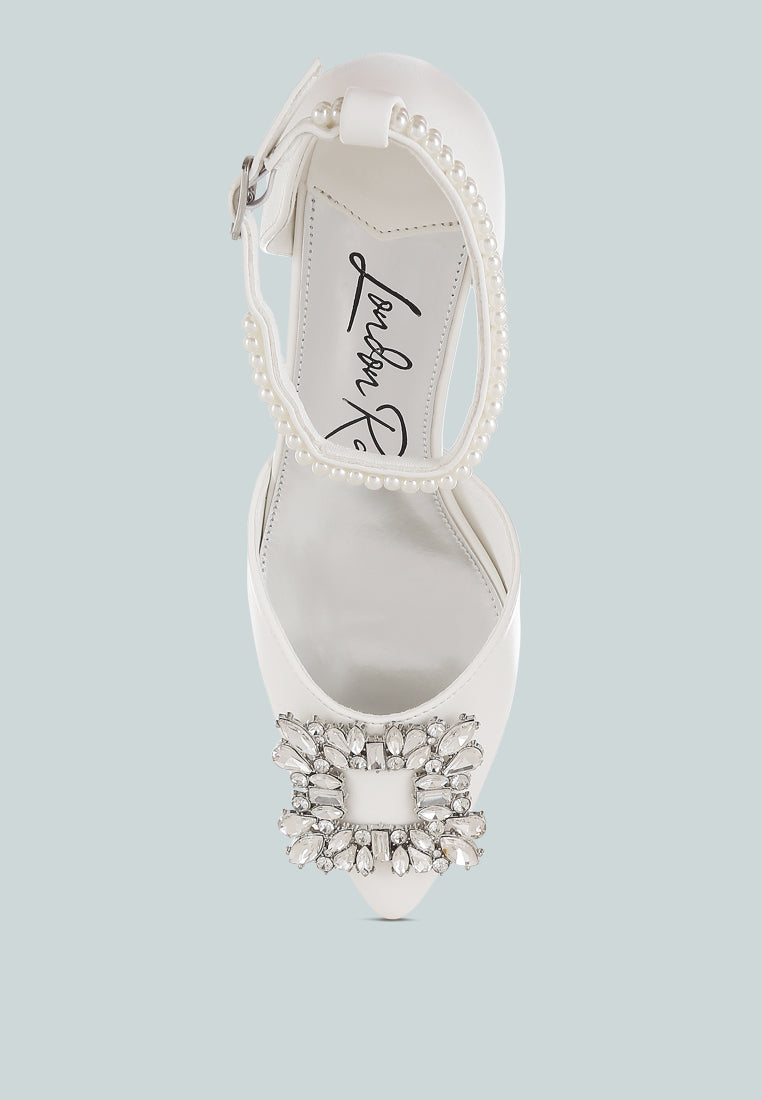 Onkana Diamante Brooch Kitten Heel Sandals-3