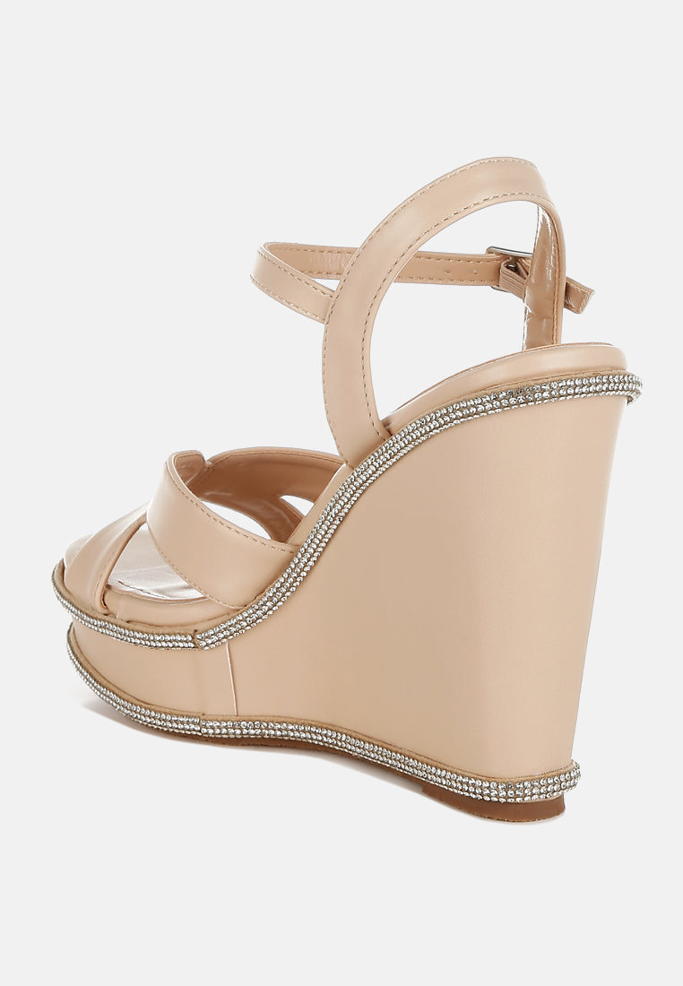 Regina Rhinestones Embellished Wedge Sandals-2