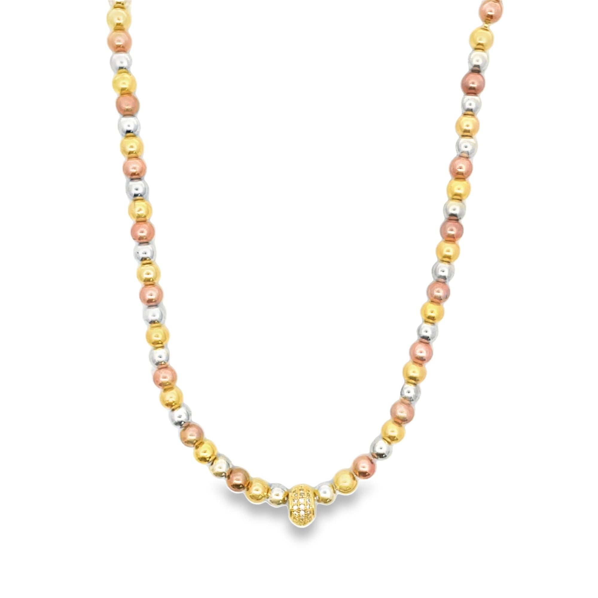 3 Toned Beaded Necklace (F247)-0