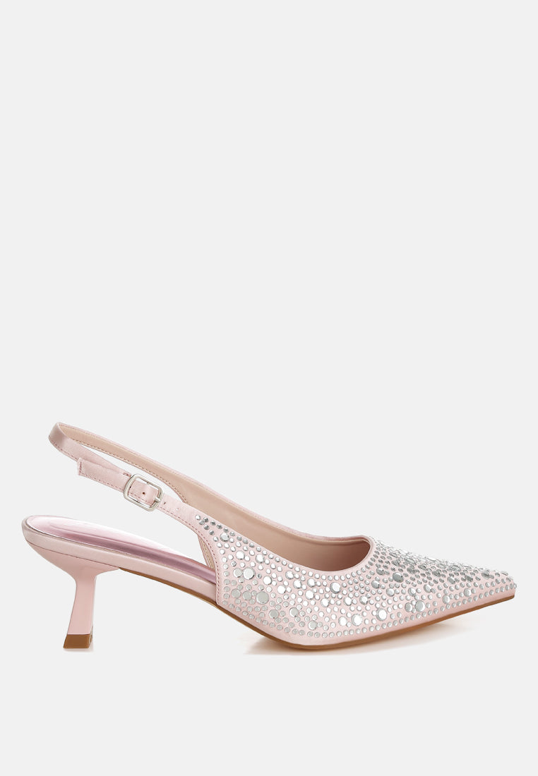 Vernaos Pointed Toe Rhinestone Slingbacks-0