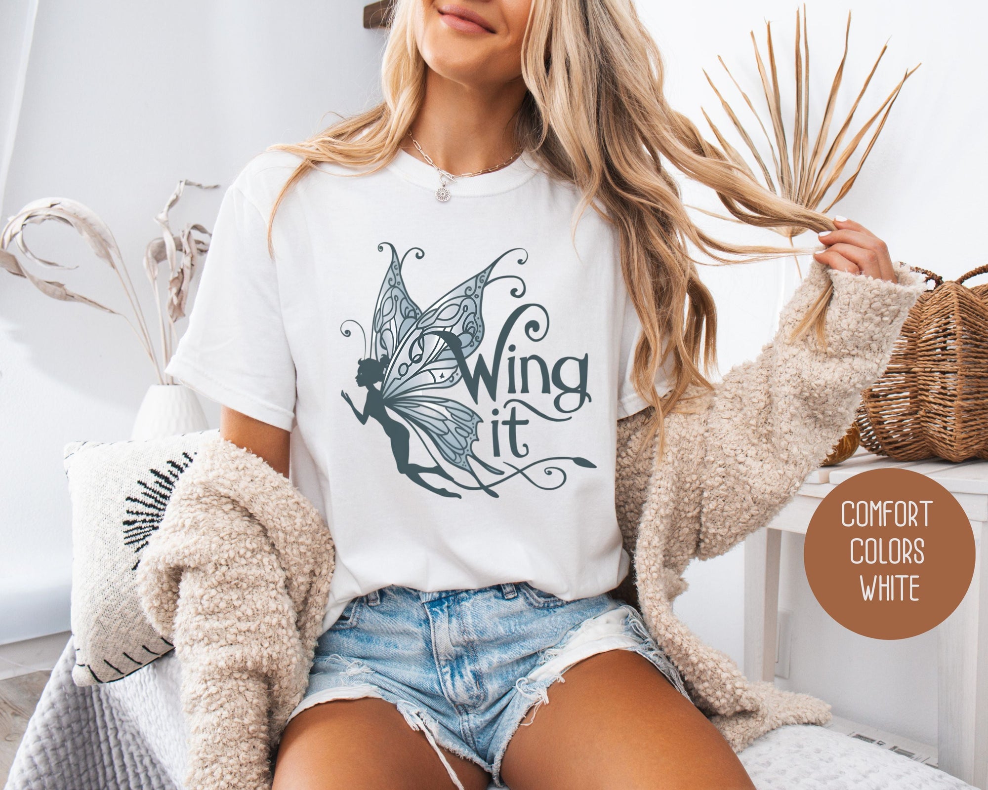 Wing It Fairy Comfort Colors Shirt-5