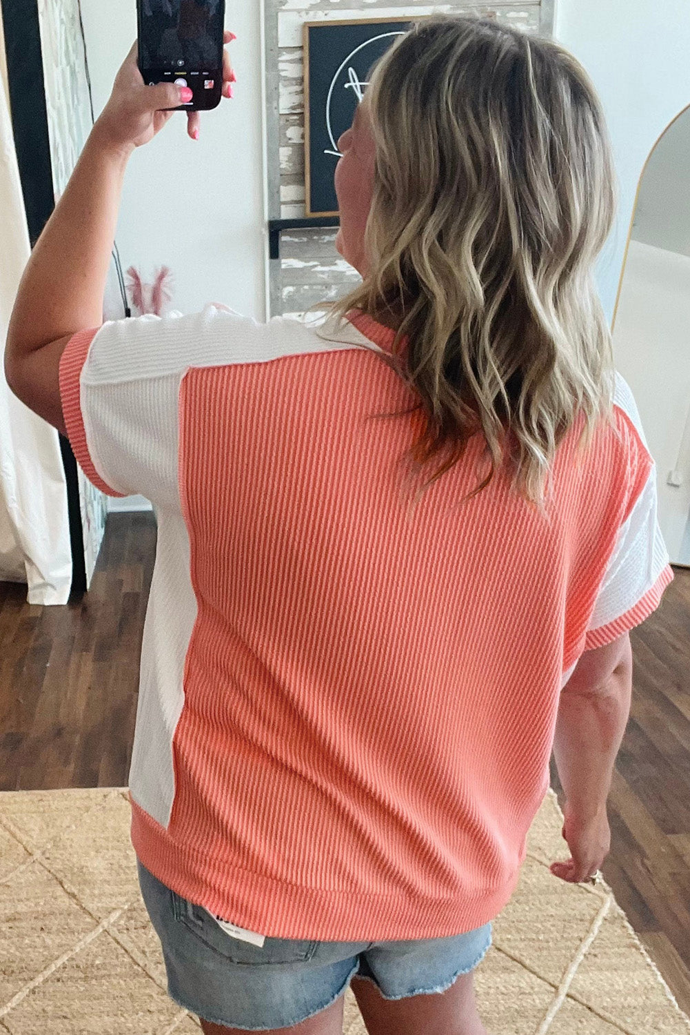 Carrot Twist Rib Colorblock Plus Size Top