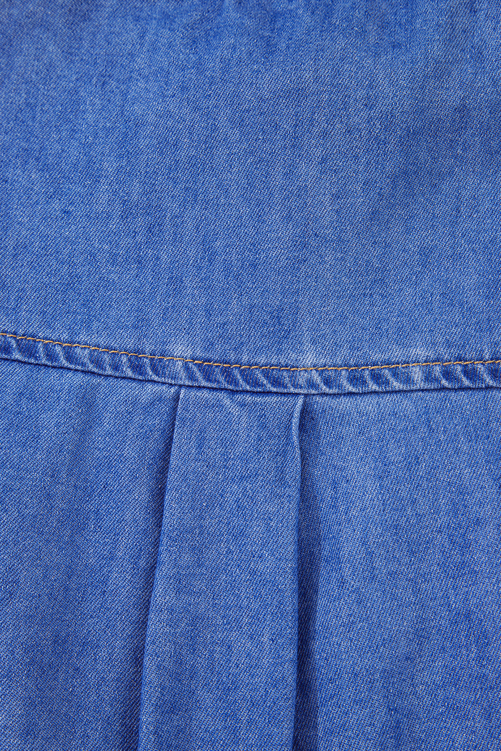 Sky Blue Mineral Wash Sleeveless Frill Button-Up Denim Shirt