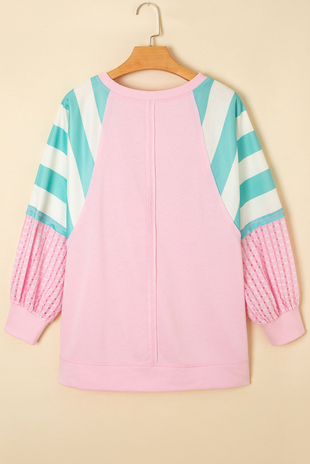 Bonbon Striped Colorblock Patchwork Raglan Sleeve Top