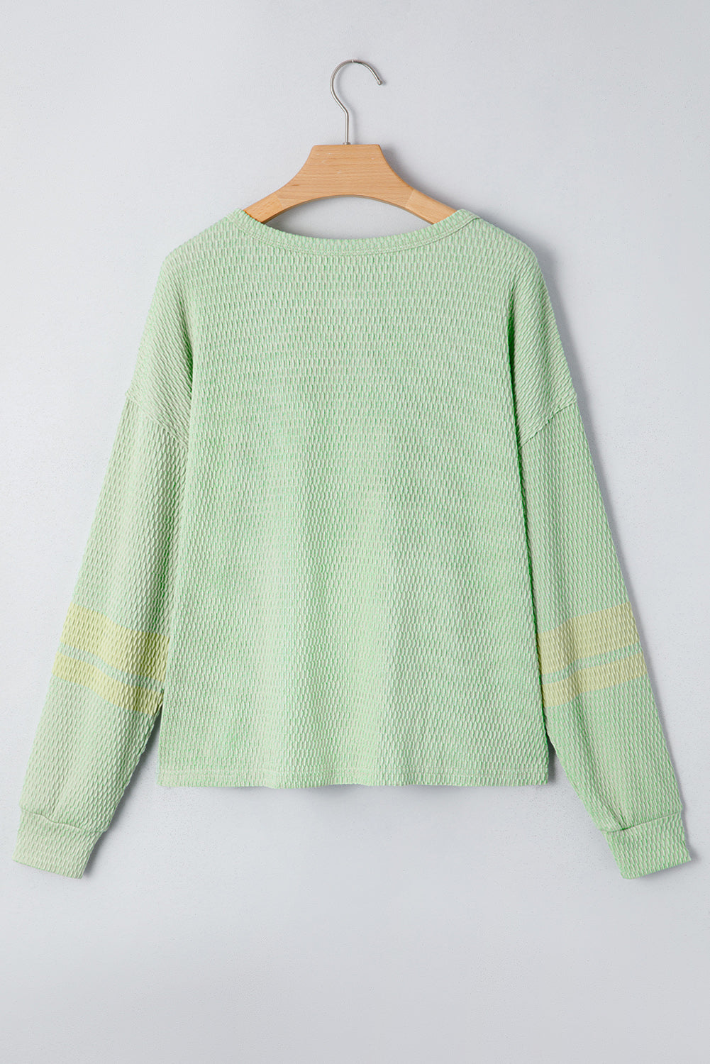 Meadow Mist Green Textured Colorblock Sleeve Henley Sweatshirt