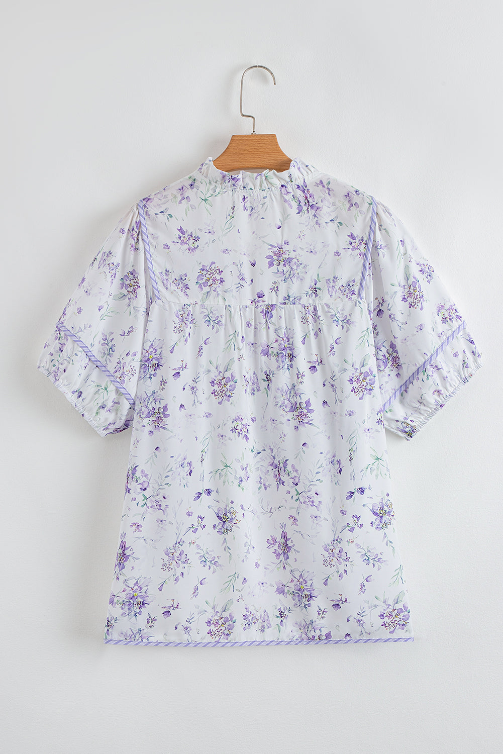 Purple Floral Print Split Neck Plus Size Top