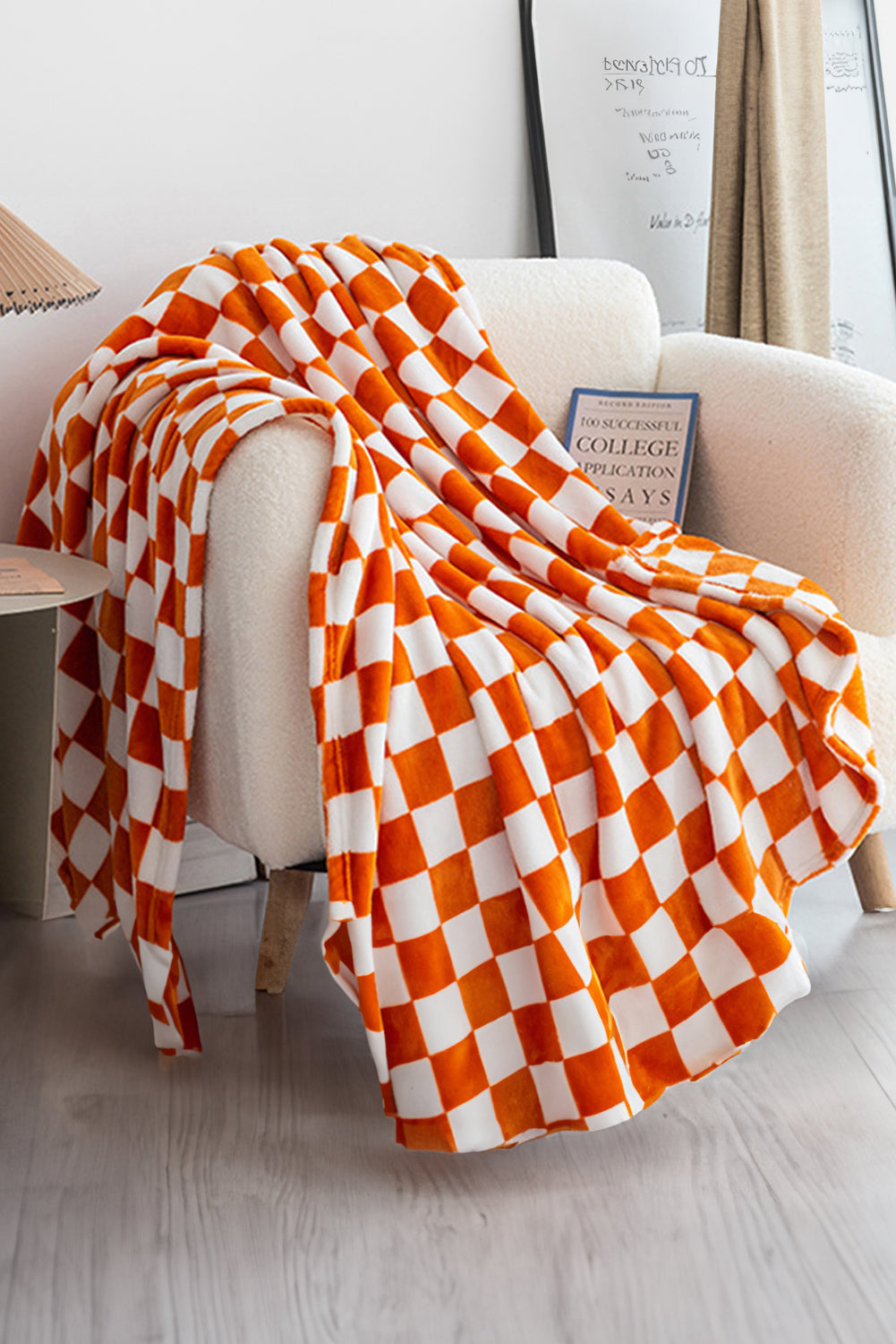 Orange Checkerboard Printed Soft Throw Blanket 120*200cm