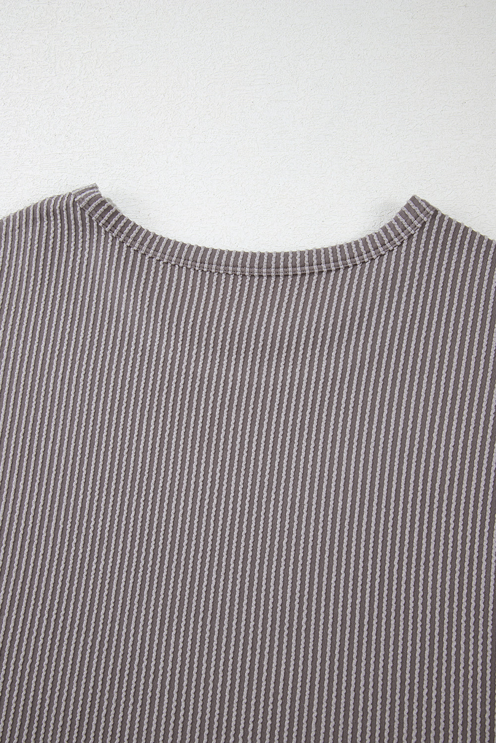 Gray Twisted Ribbed Textured Plain T Shirt