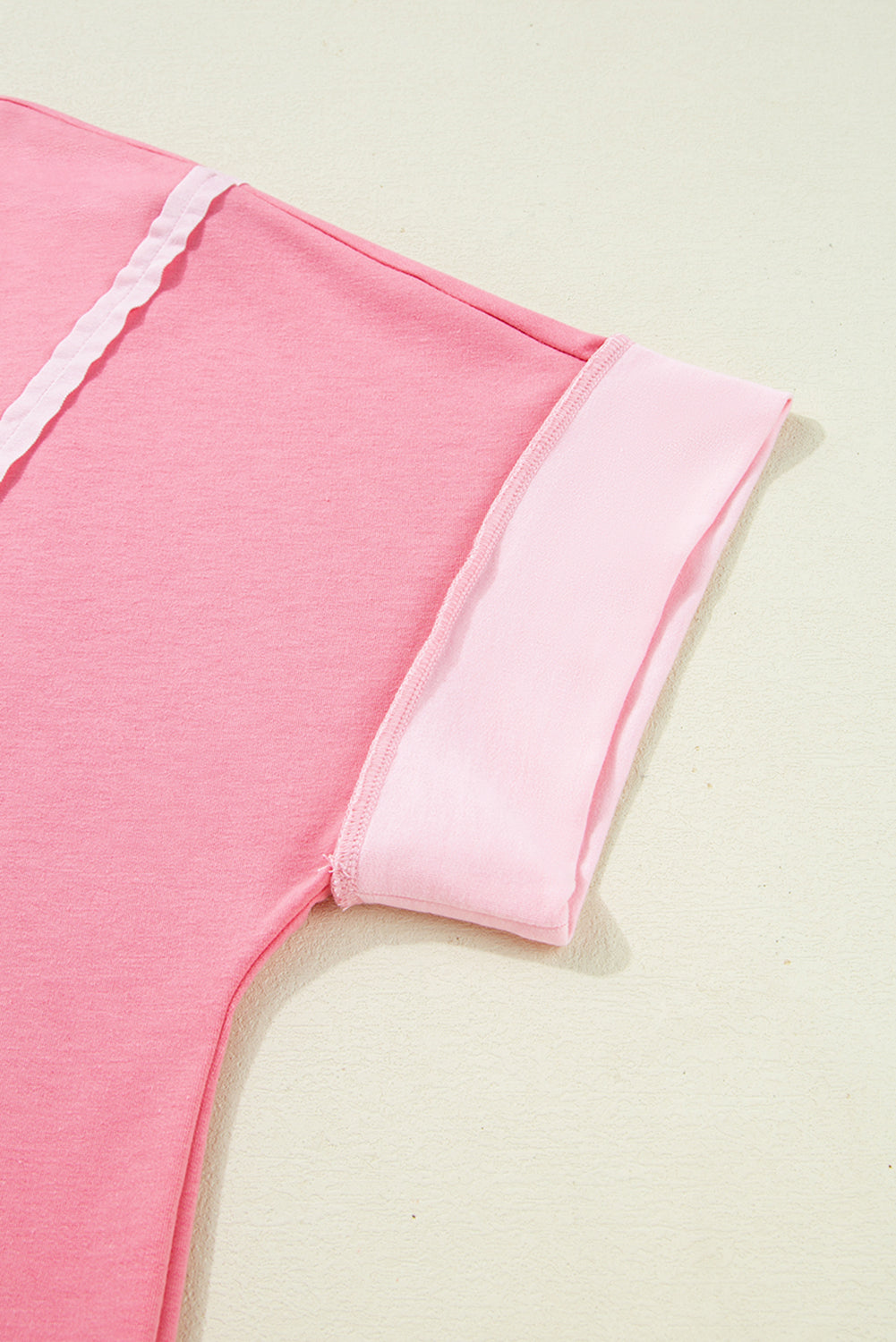 Peach Blossom Color Block Patchwork Plus Size Top