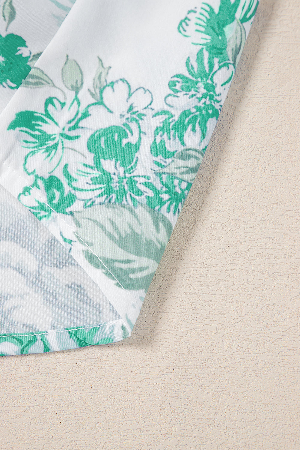 Green Floral Print Ruffle Sleeve Frill Shirt