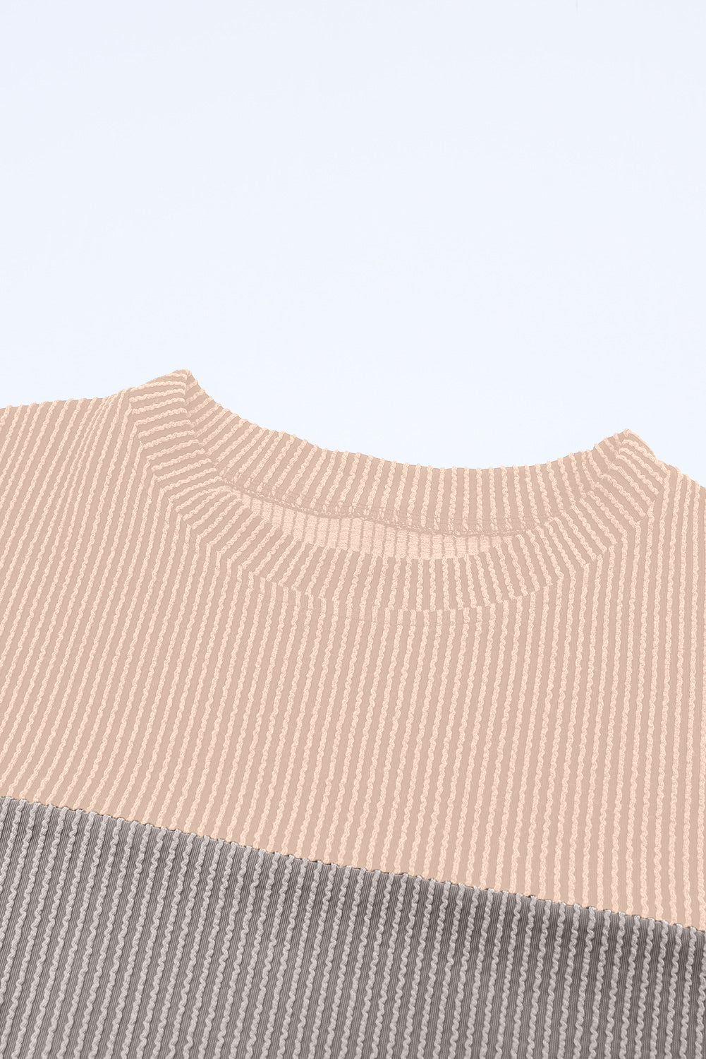 Multicolor Colorblock Ribbed Loose Long Sleeve Top