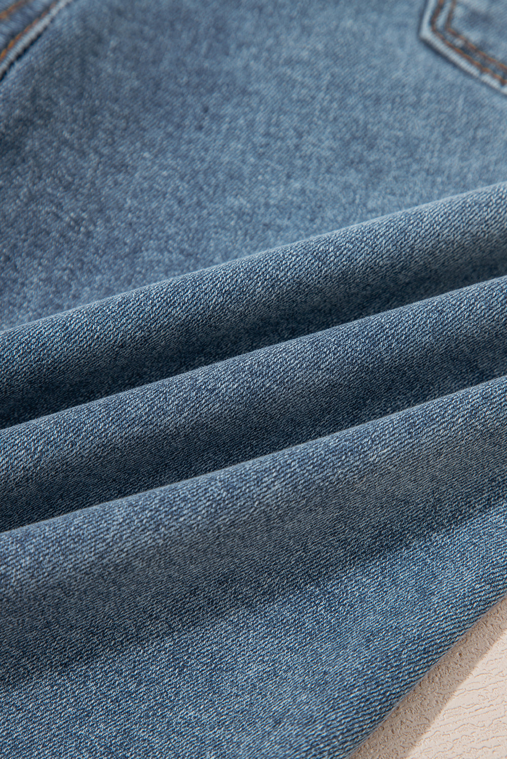 Dusk Blue Buttoned High Waist Piping Trim Flared Jeans