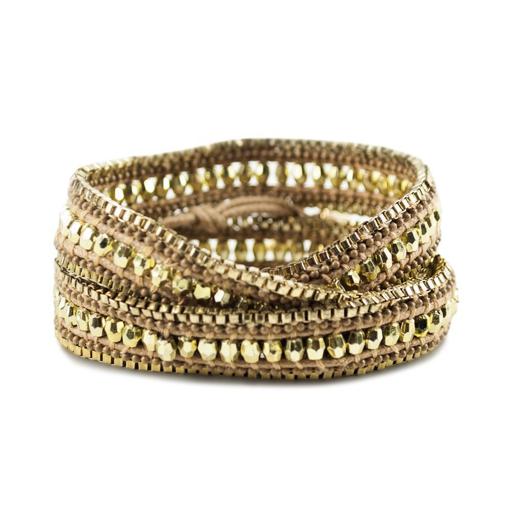 Double Looped Bling Bracelet- Gold-0