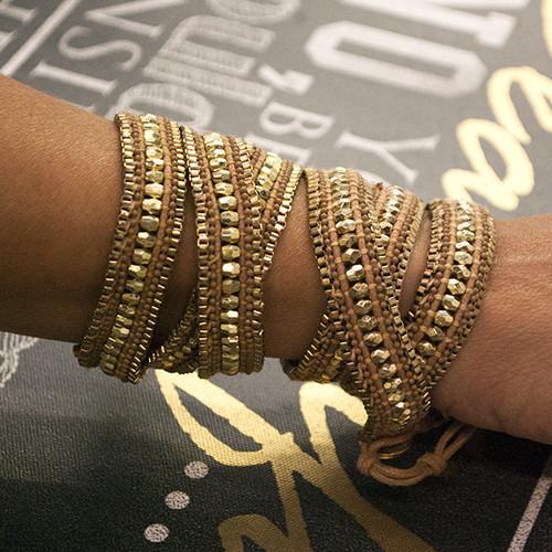 Double Looped Bling Bracelet- Gold-3