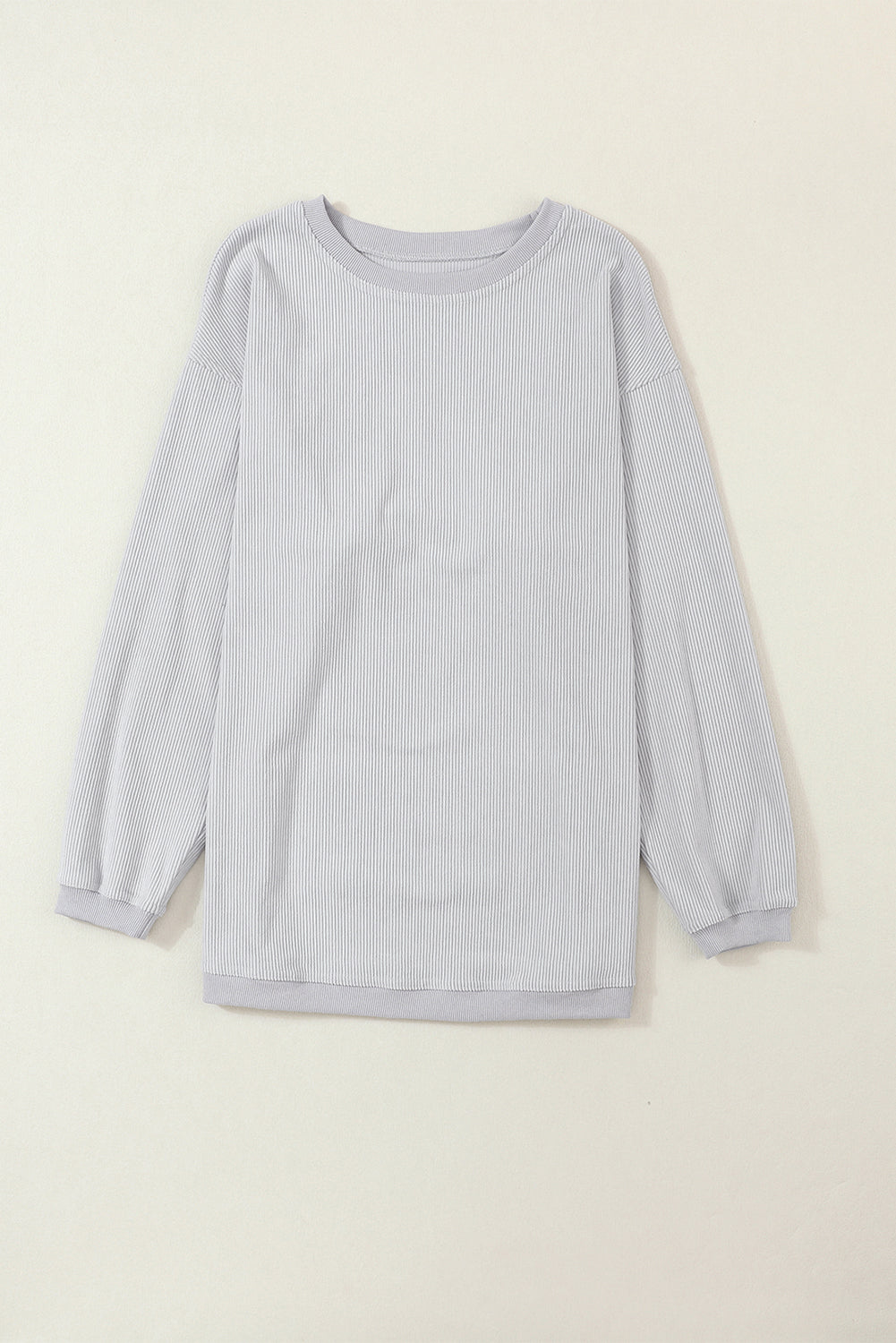 Light Grey Drop Shoulder Rib Knit Oversized Sweatshirt
