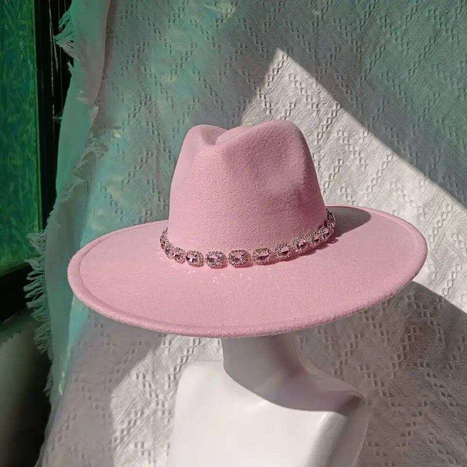 Diamond Wide Brim Fedora Hat-1