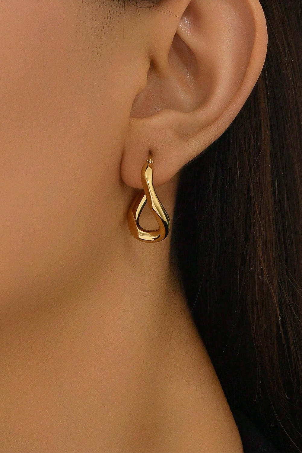 Gold Twisted Hoop Alloy Earrings
