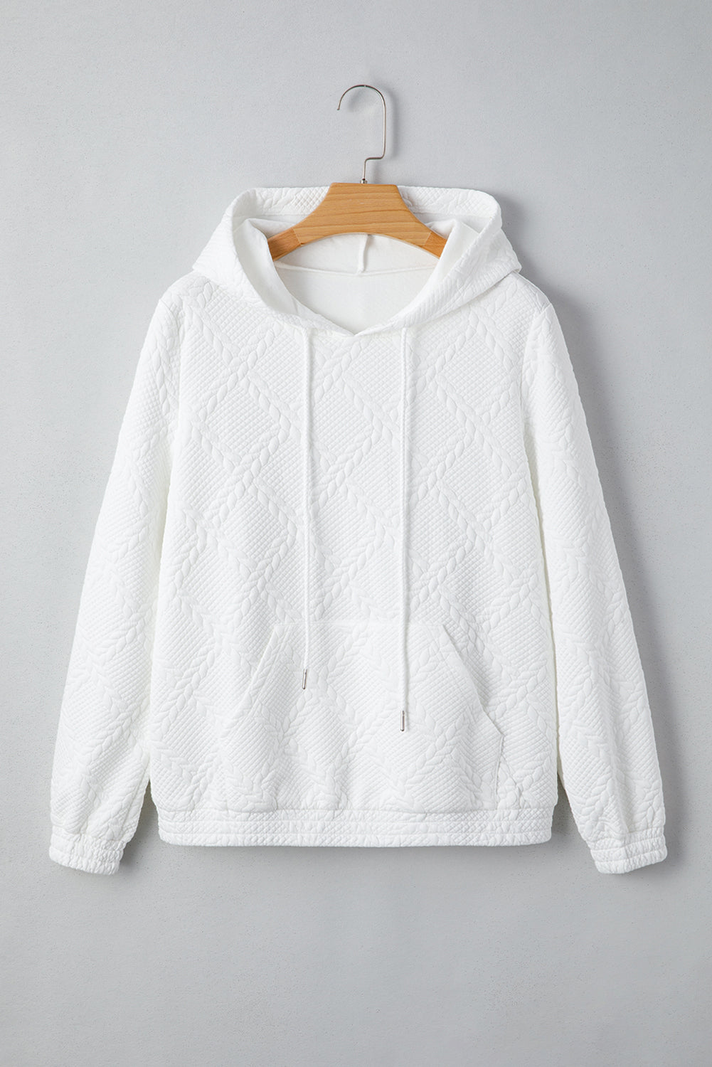 White Lattice Texture Kangaroo Pocket Hoodie