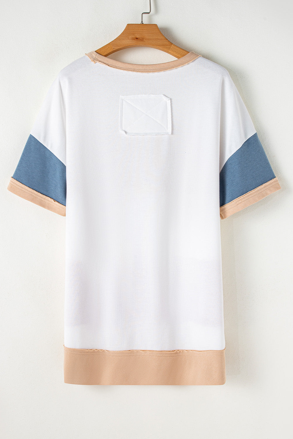 Multicolour Colorblock Patchwork Side Split Tunic T Shirt