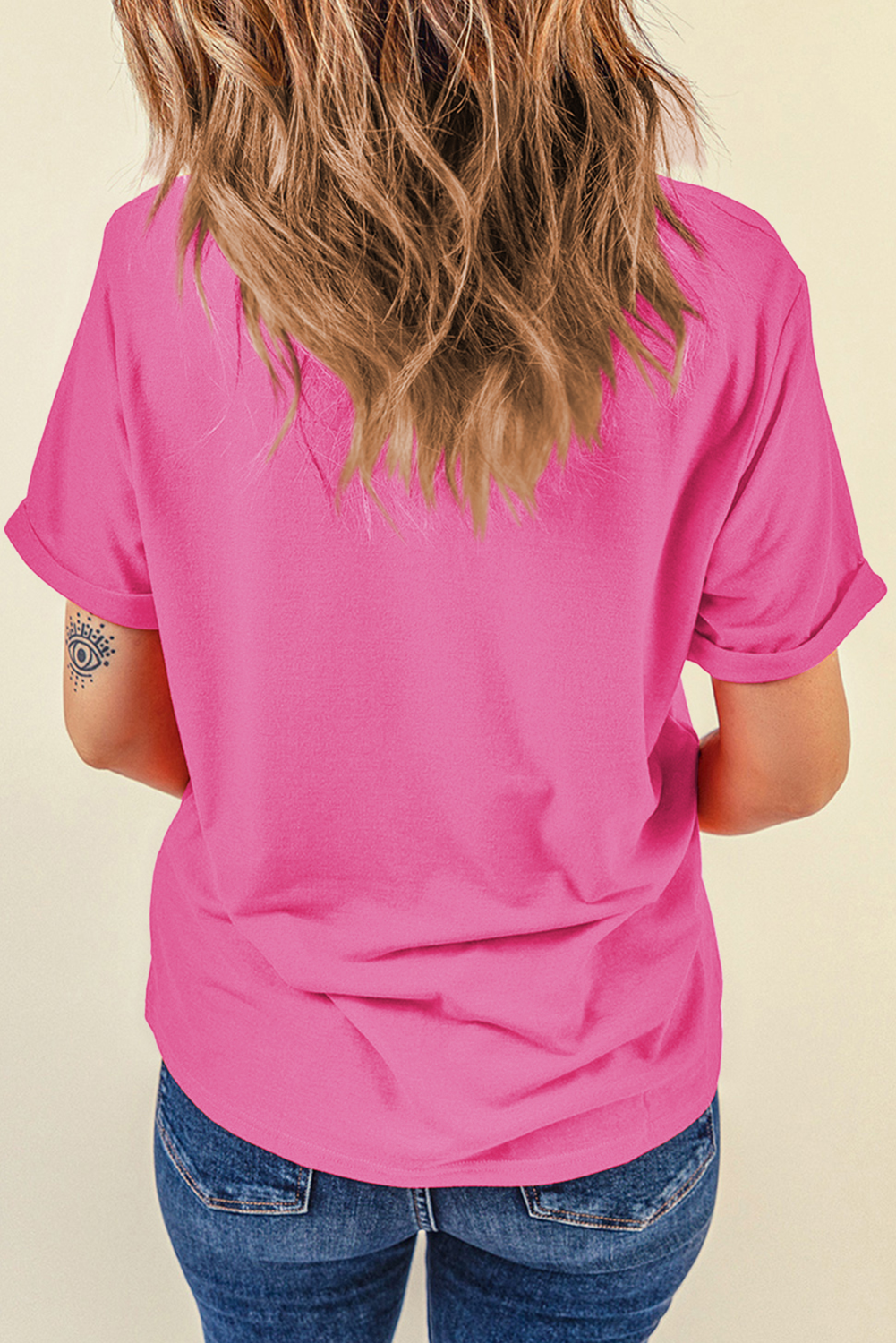 Rose Red Lets Rodeo Crew Neck Graphic Tee