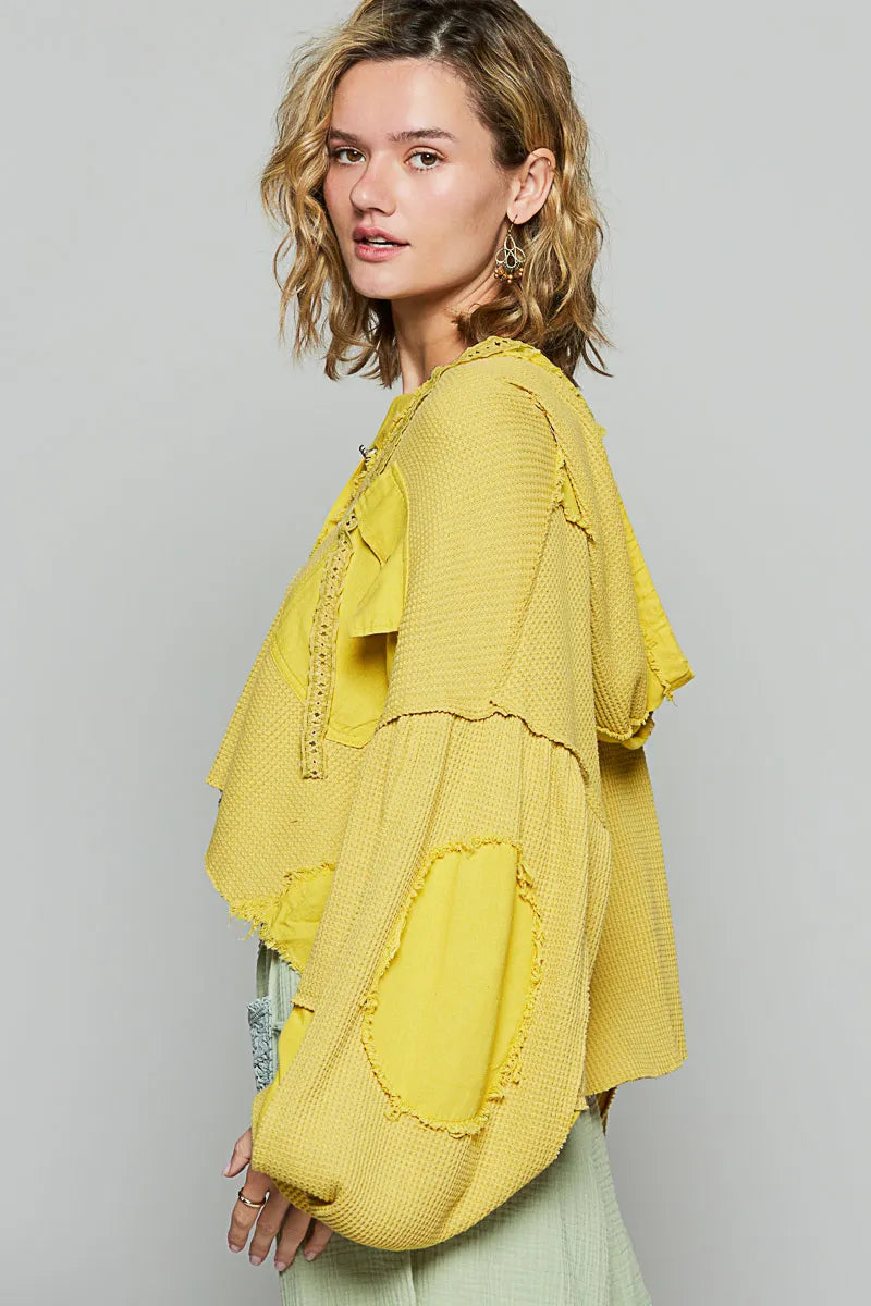 Raw Hem Cropped Hooded Jacket