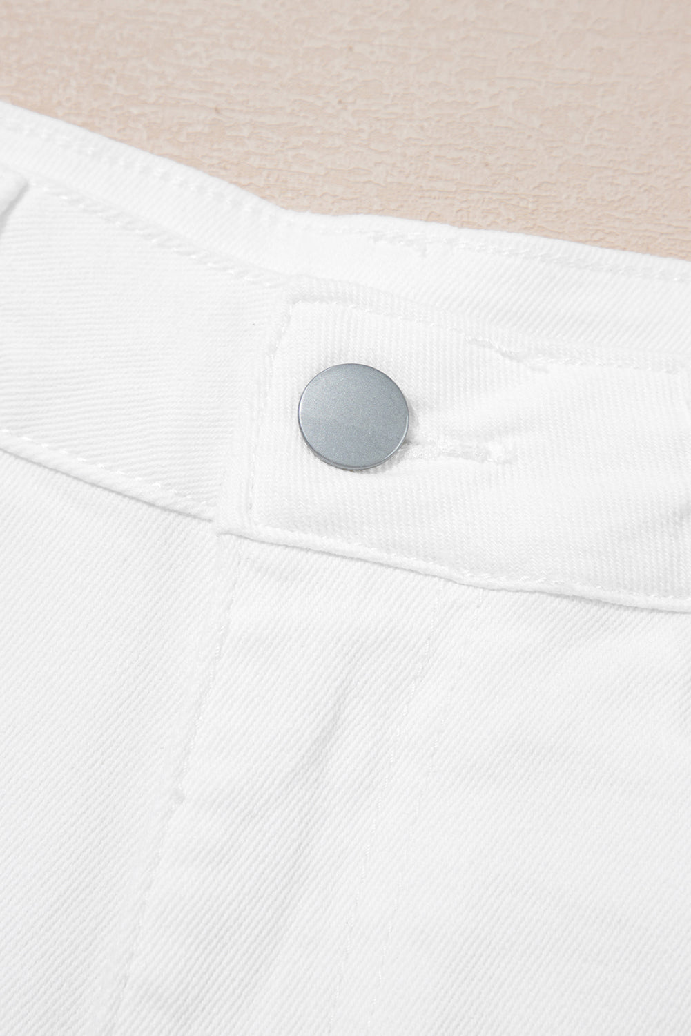 White Scalloped Hemline Acid Wash High Waist Denim Shorts