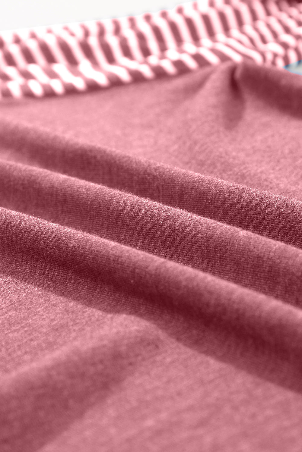 Mineral Red Contrast Print Striped Raglan Long Sleeve Loose Top