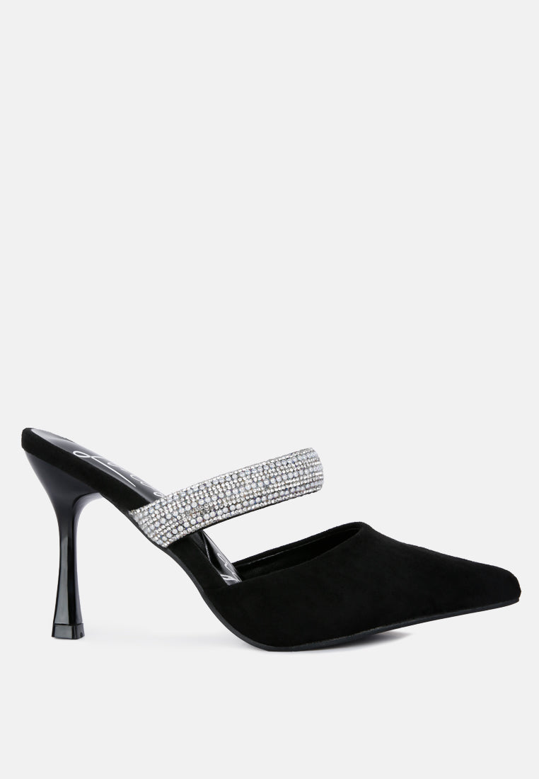 Fauci Diamante Strap Heeled Mules-6