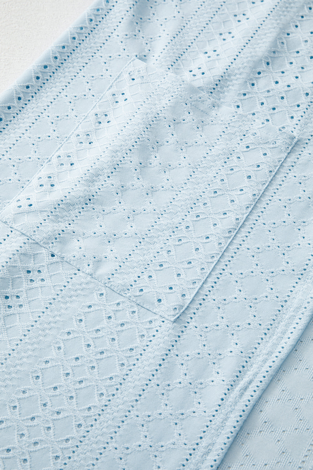 Mist Blue Solid Color Pocket Long Sleeve Cardigan