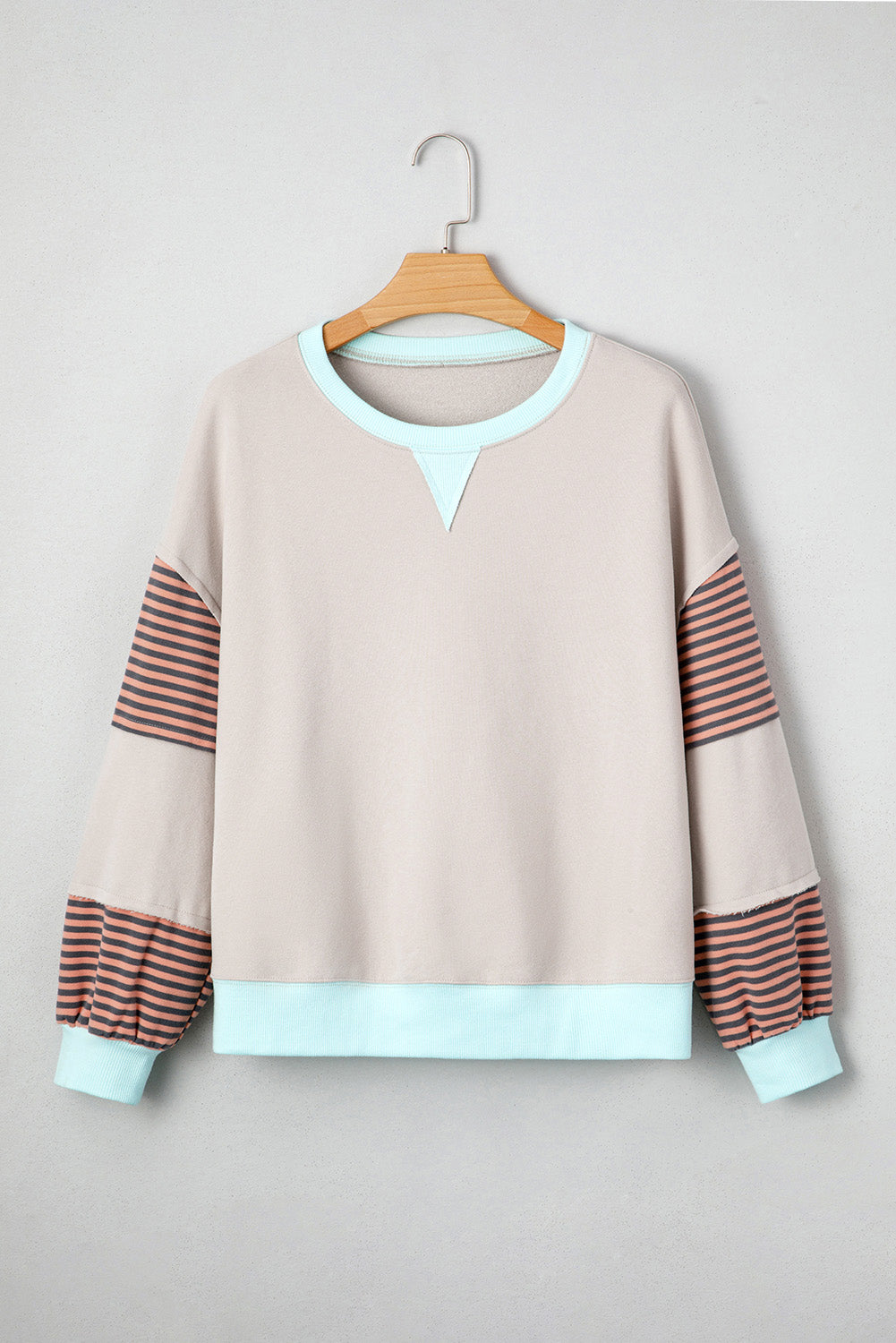Jet Stream Colorblock Patchwork Striped Sleeve Sweatshirt