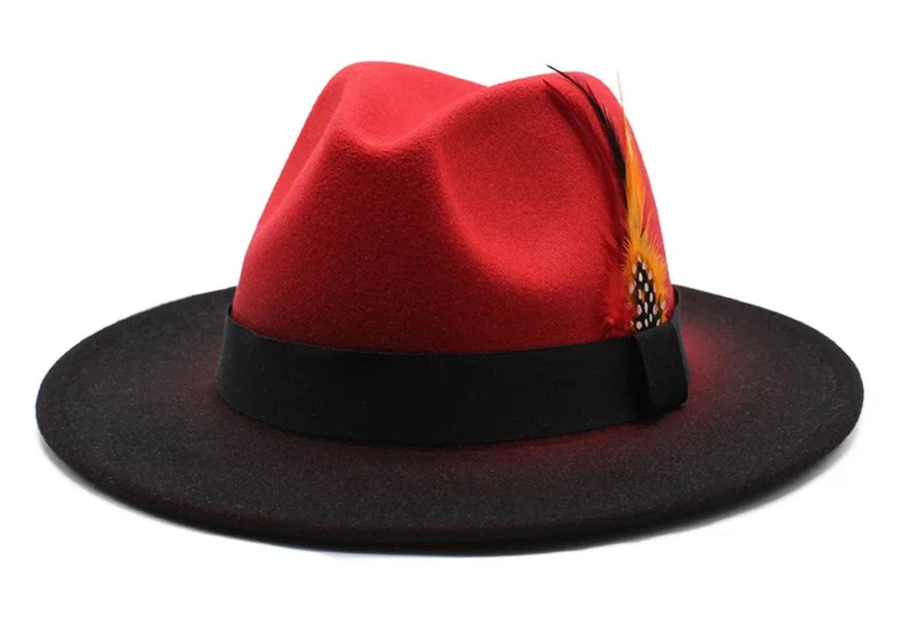Gradient Feathered Fedora Hat-0