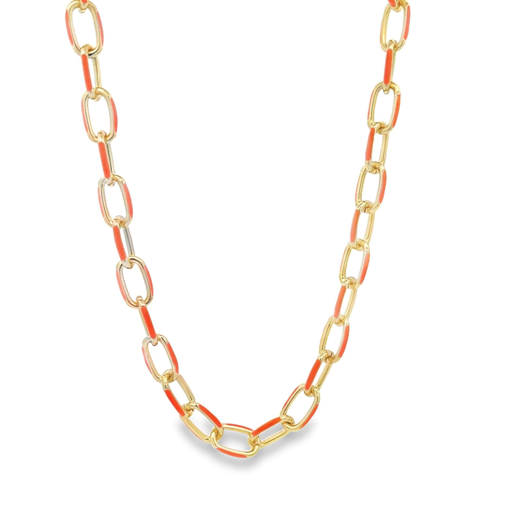 Enamel Paperclip Chain Necklace (F85/I475)-1