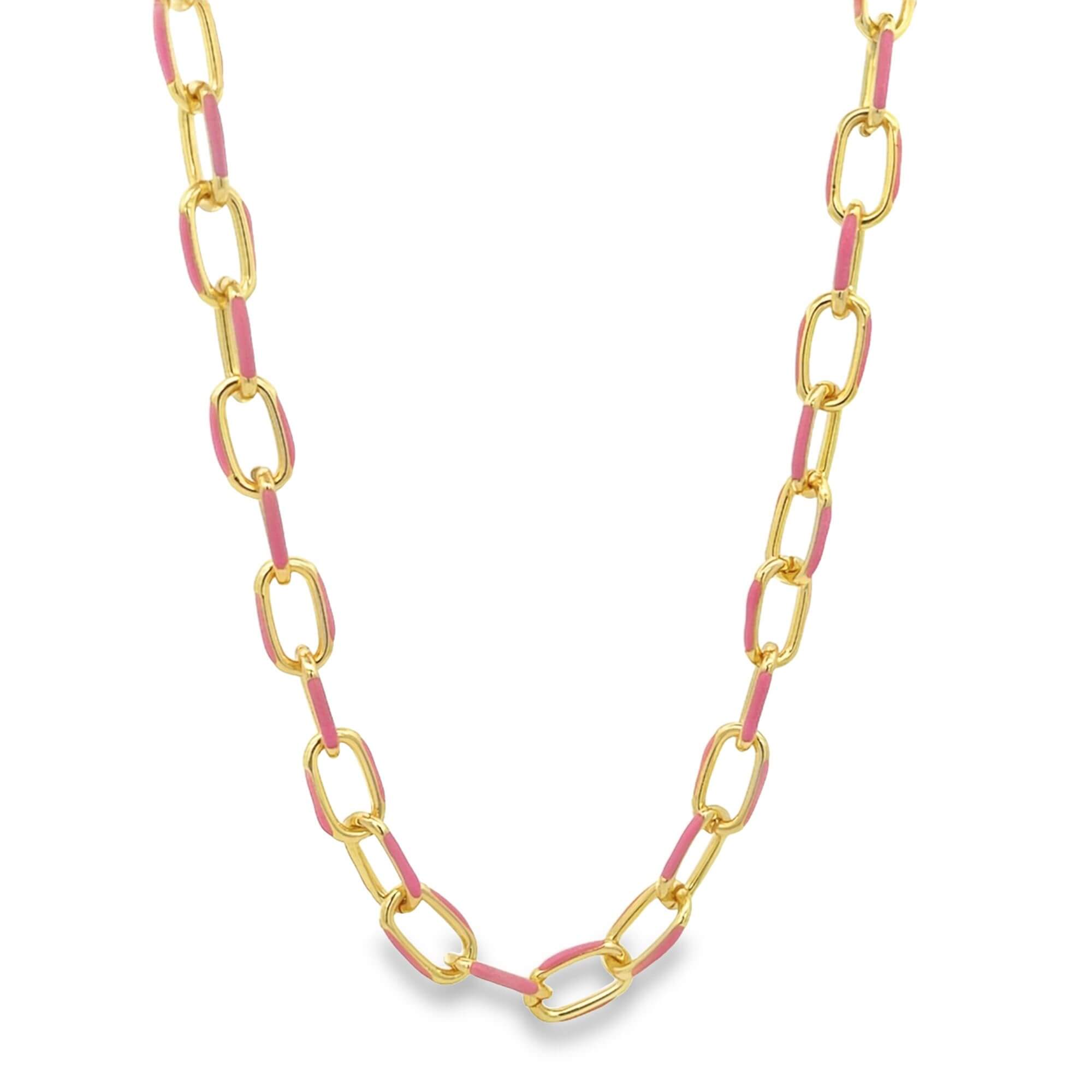 Enamel Paperclip Chain Necklace (F85/I475)-2