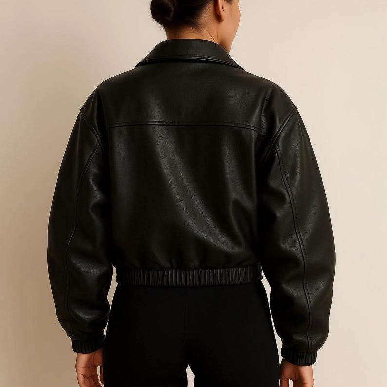 1980s Women Black Oversized Leather Jacket, Ladies Old Retro Vintage Leather Jacket, Women's Streetwear Genuine Leather Jacket, Gift For Him