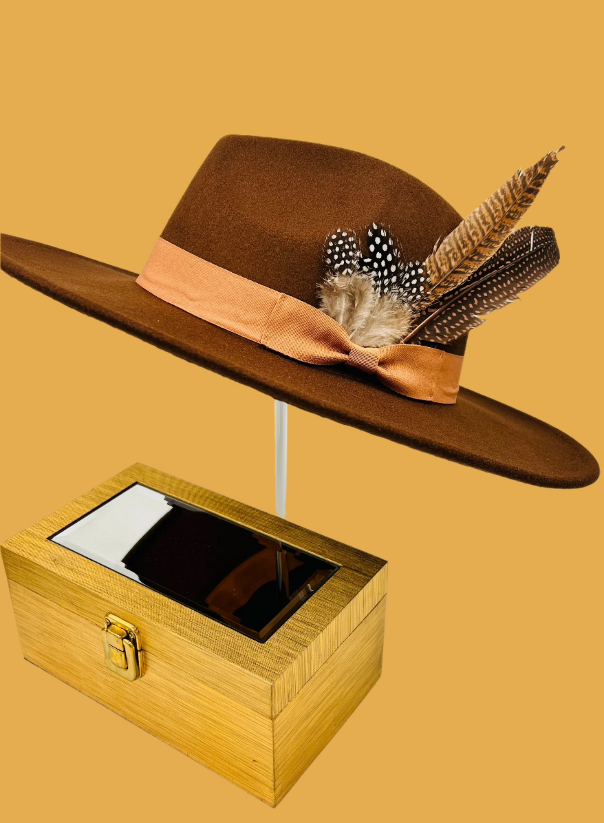 Luxury Bow tie Hat -Coffee-0