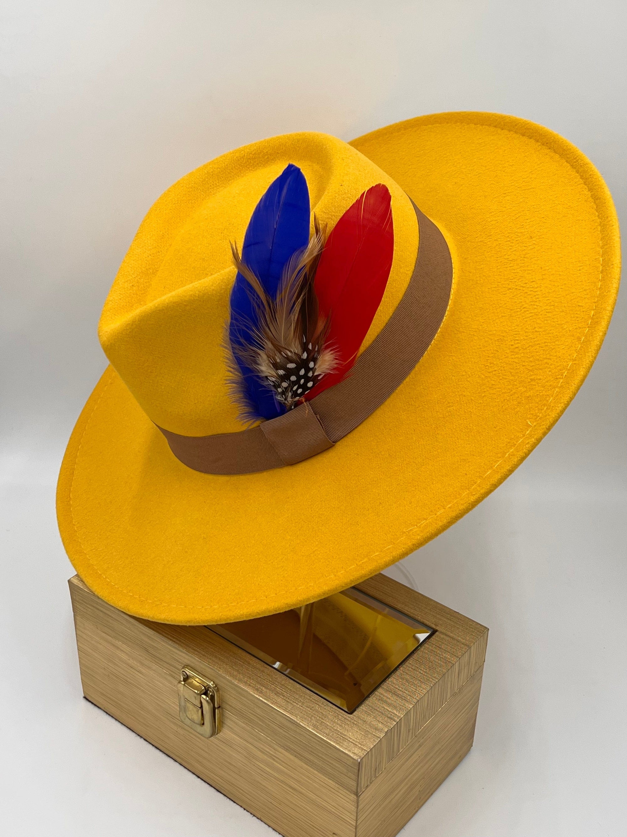 Luxury Fedora Hat-Mustard-0