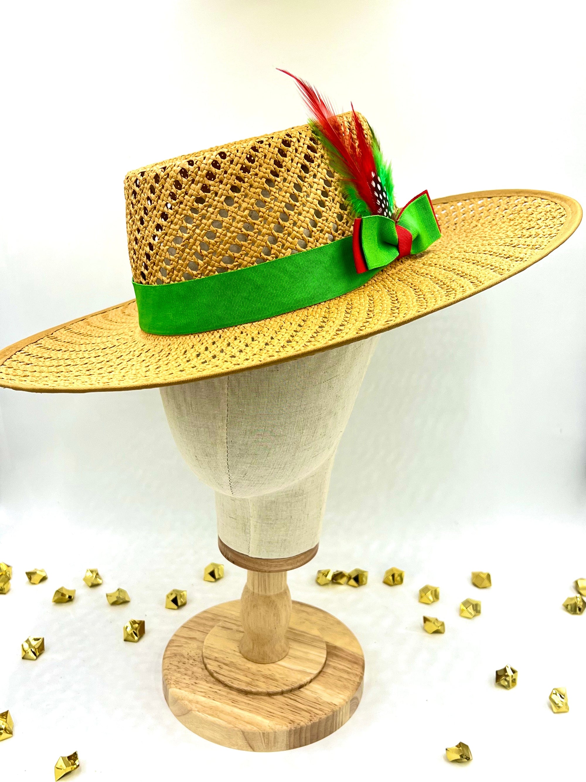 Luxury Wide Stiff Brim Straw Hat-0