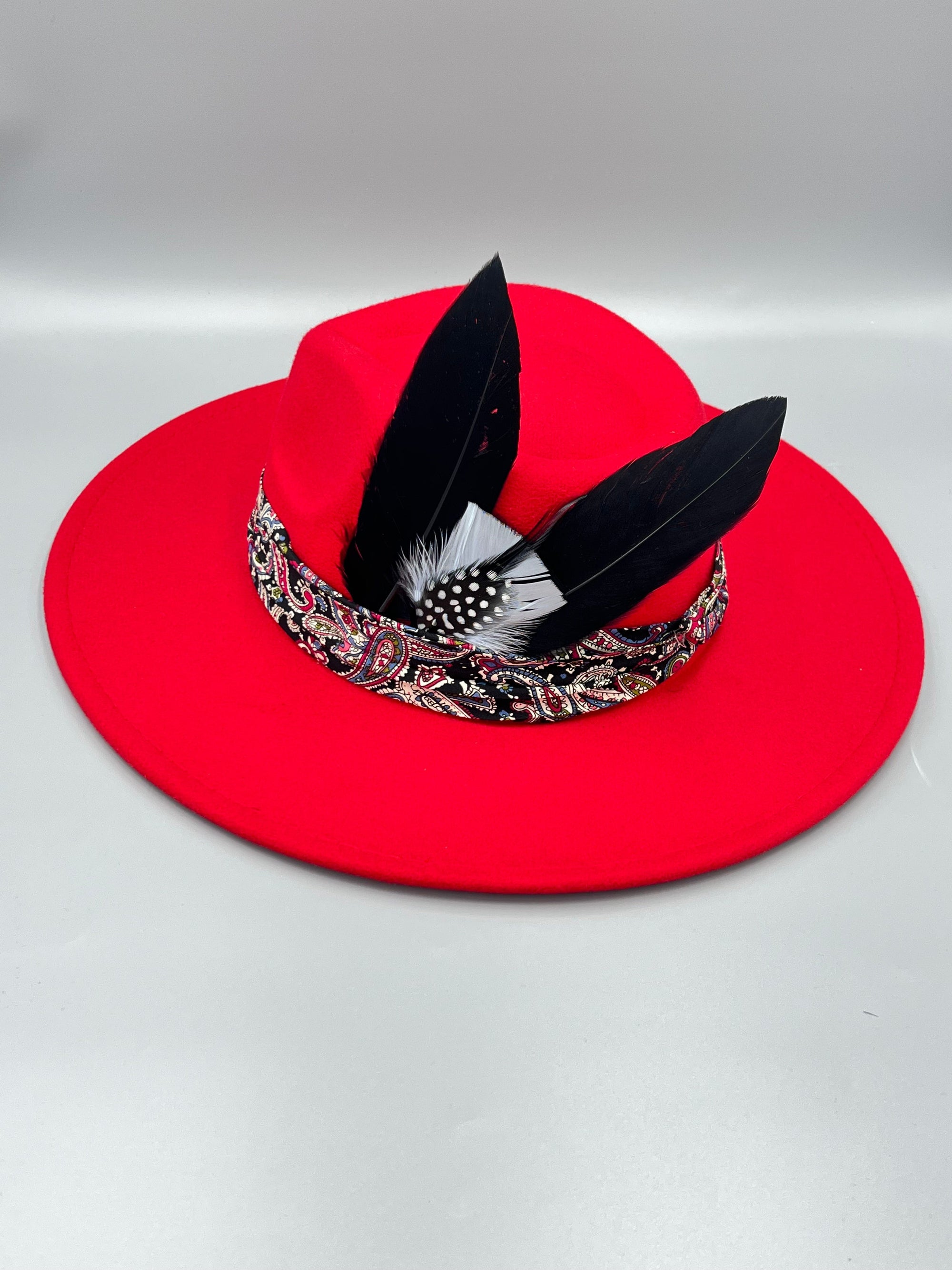 Luxury  Bow Tie Fedora Hat -Revel Red-0