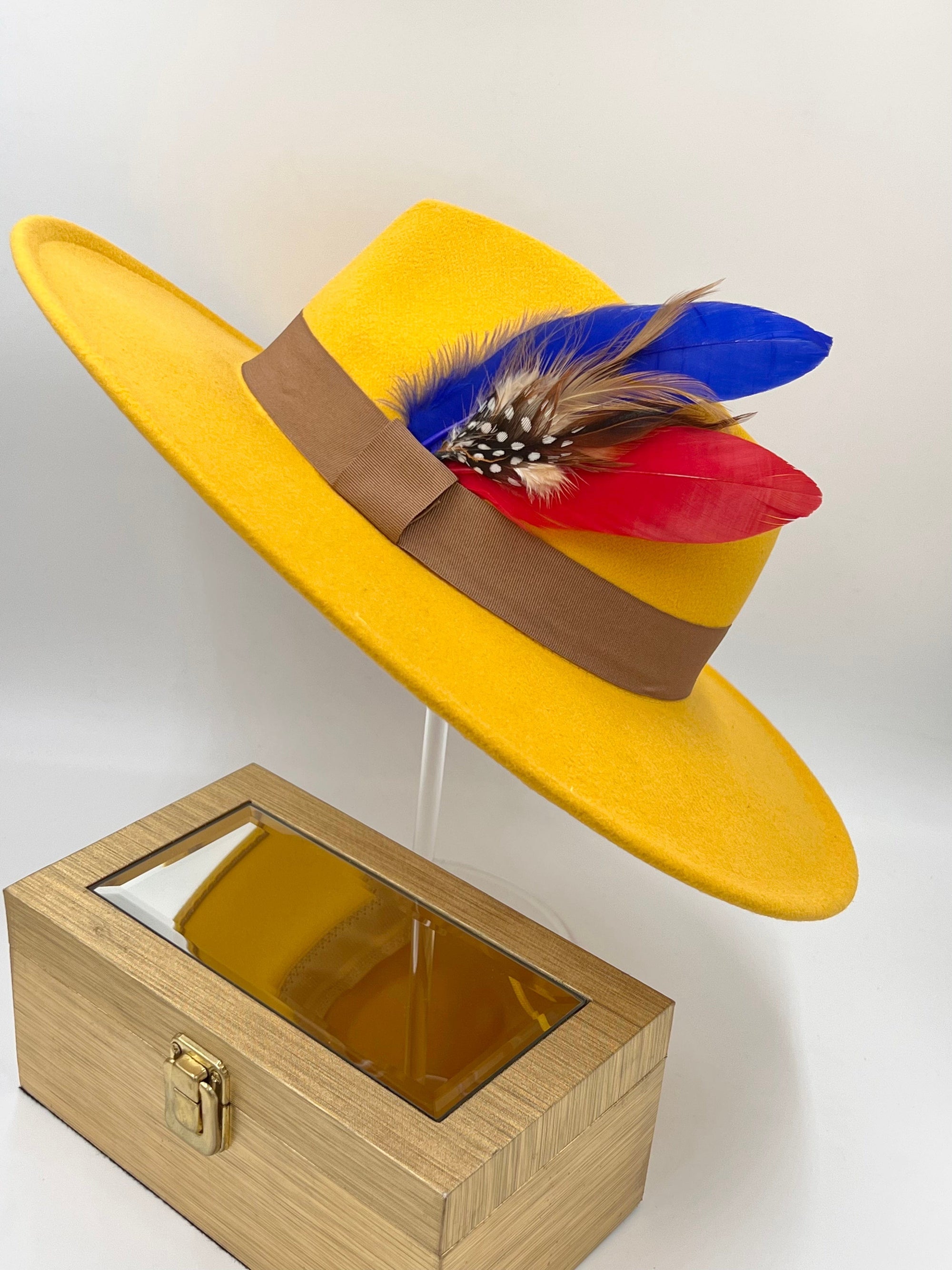 Luxury Fedora Hat-Mustard-1