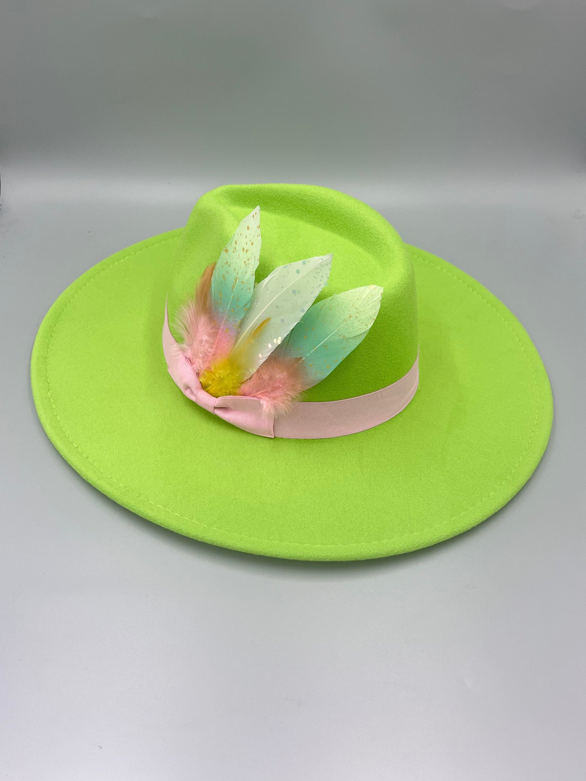 Luxury  Bow Tie Fedora Hat -Limedrop-0