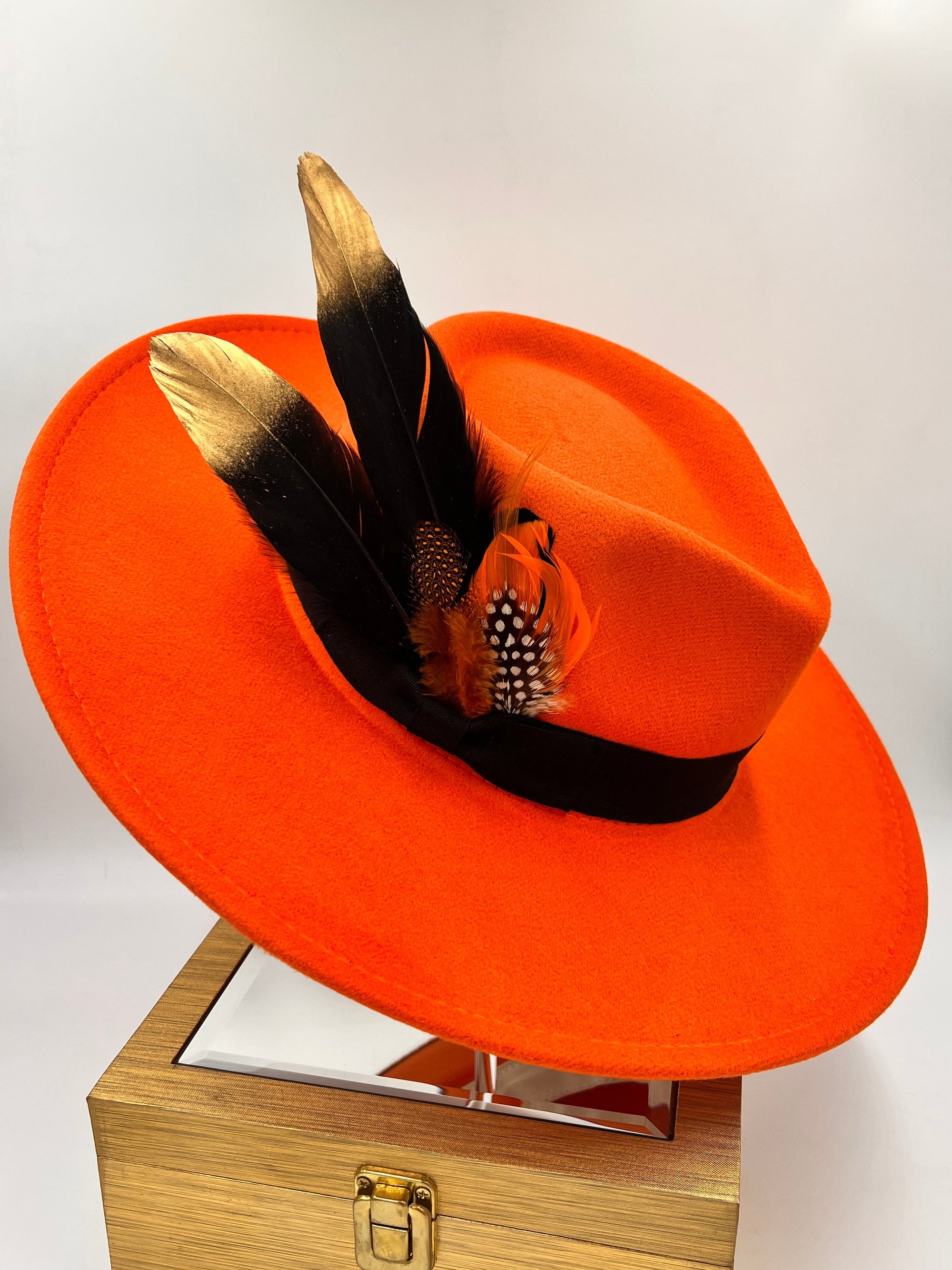 Luxury Bow tie Fedora Hat -Tangerine-0