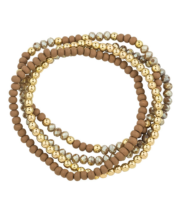 4 ROW MULTI BALL BEAD MIX STACKABLE STRETCH BRACELET-0