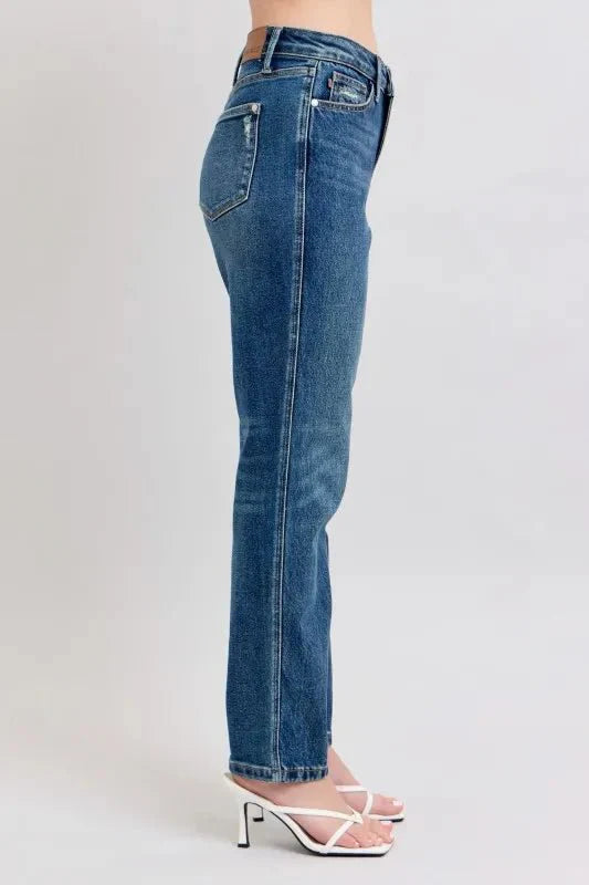Judy Blue Full Size High Waisted Rigid Magic Non-destroy Straight Leg Jeans Plus Size-2