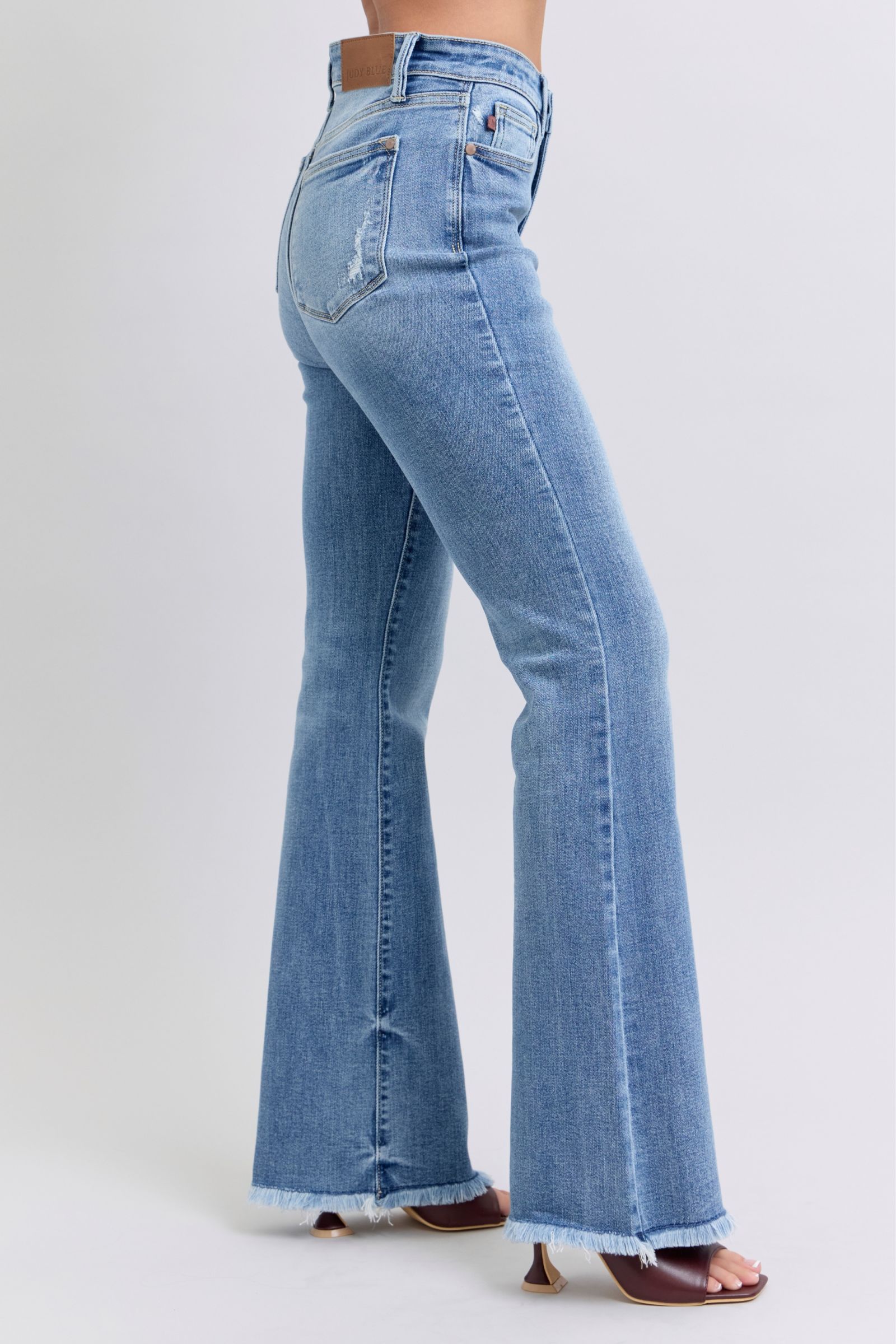Judy Blue Full Size Raw Hem High Rise Bootcut Jeans-2