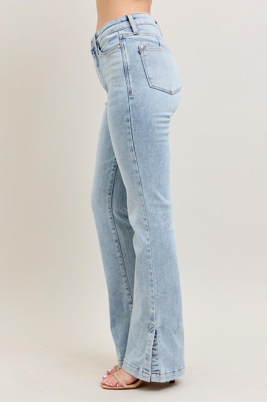 Judy Blue Full Size Tummy Control Vintage Wash Side Slit Slim Boot Jeans Plus Size-2