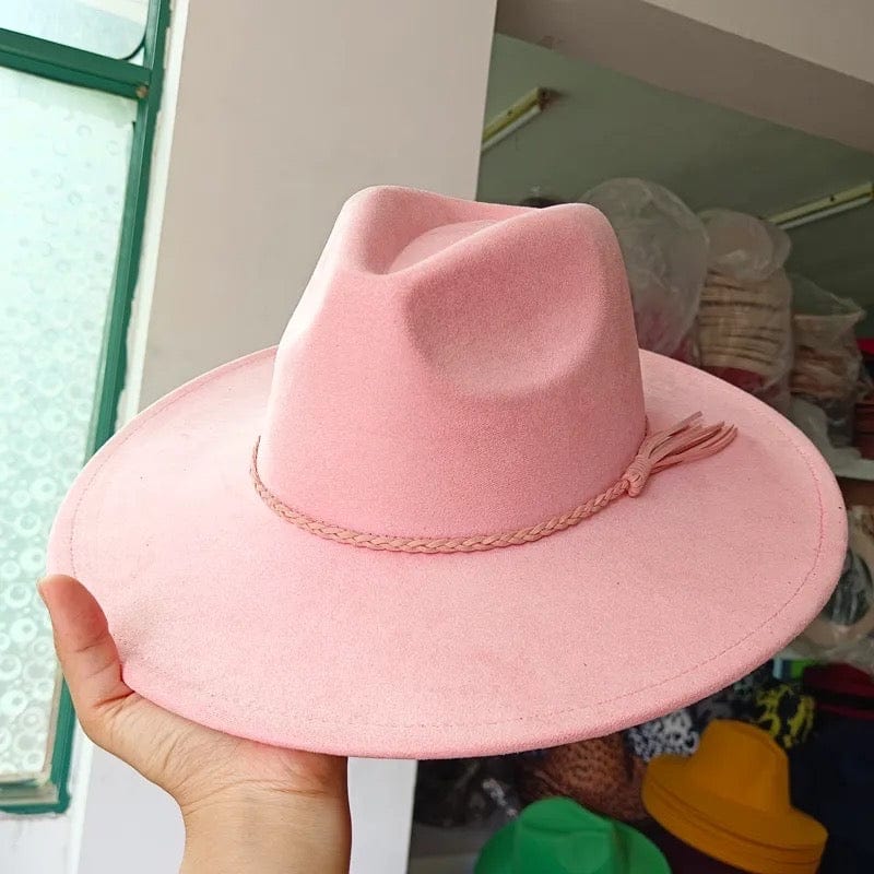 Premium Vegan Tribal Suede Fedora Hat-6