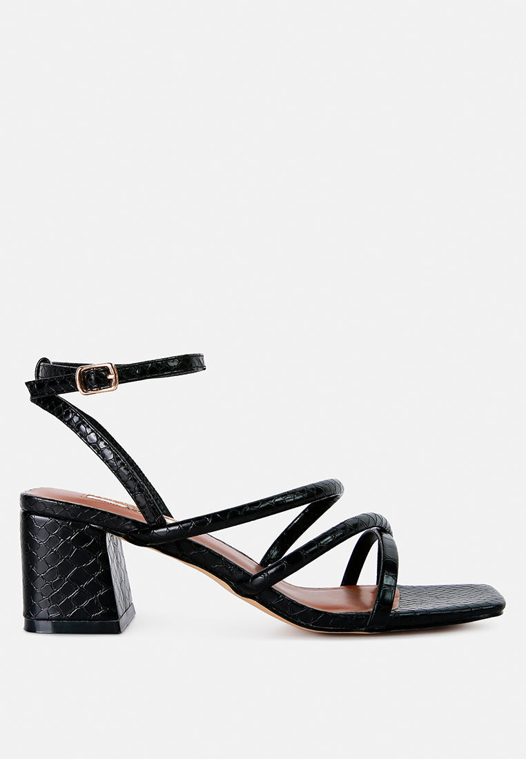 Right Pose Faux Leather Block Heel Sandals-10