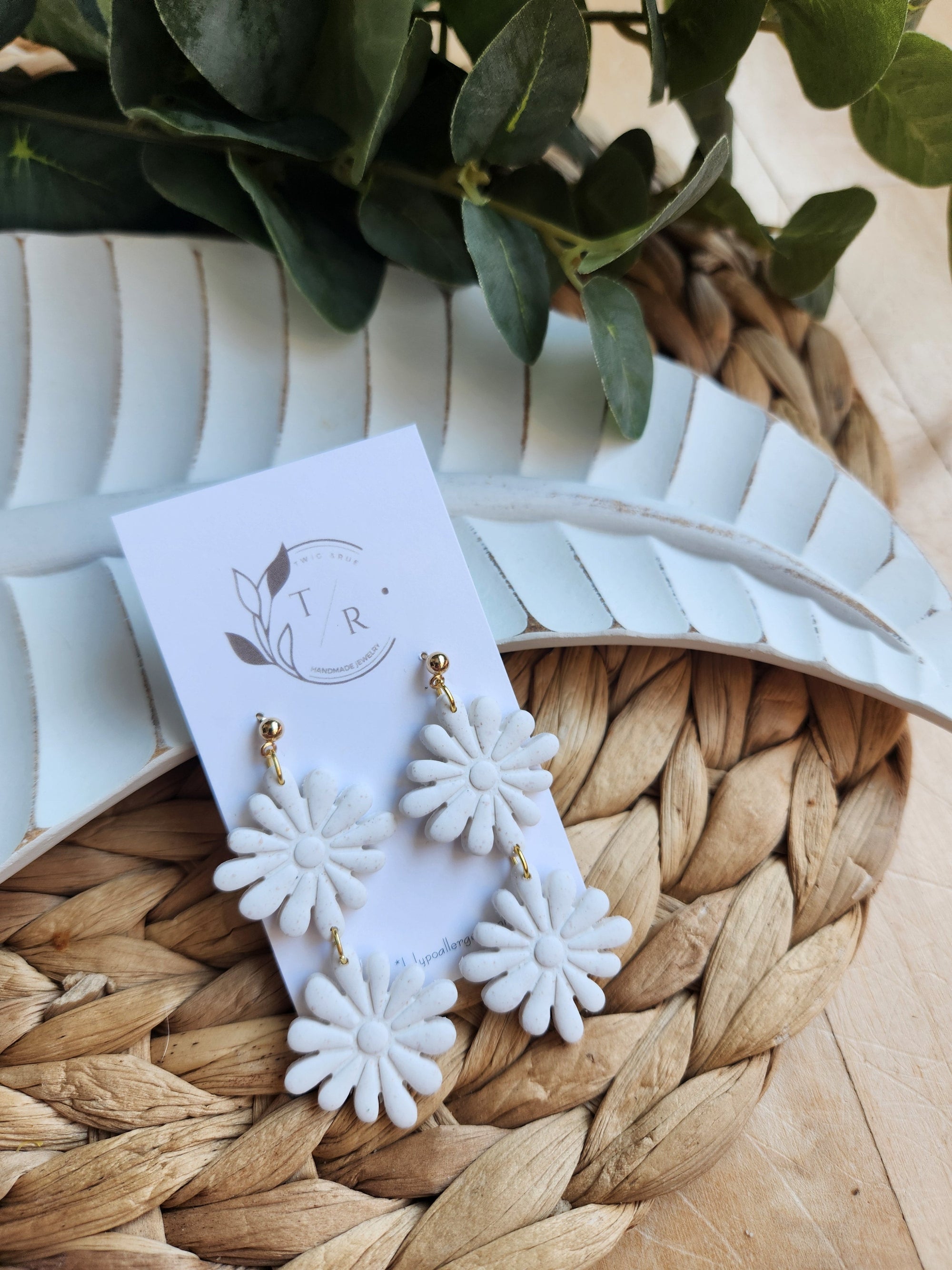 Thomas| Double Floral clay earring
