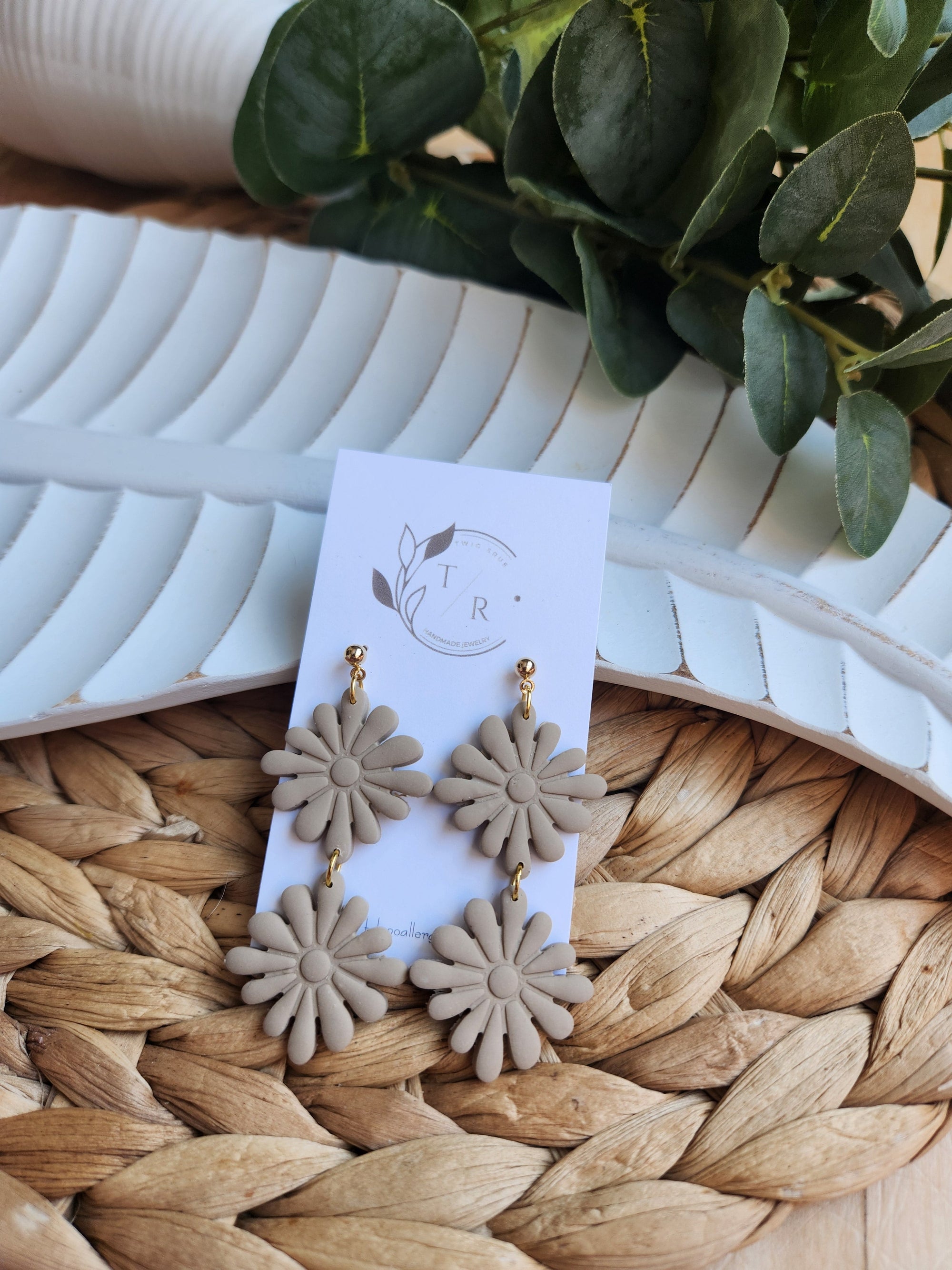Thomas| Double Floral clay earring